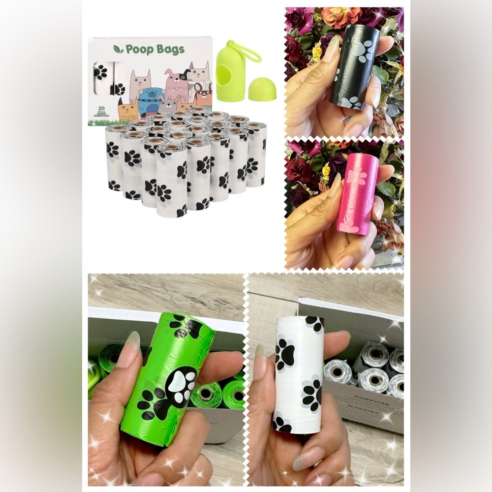 20 rolls of disposable compostable biodegradable dog poop bags + 1 dispe…
